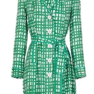 Cabi Green Checkered Plaid Circuit Trench Coat Style 6025, Size S